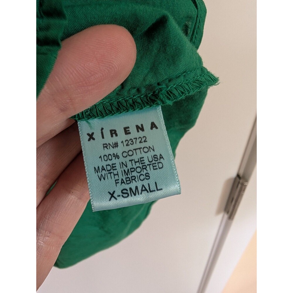 Xirena Channing Shirt XS Green Rolled Cuffs Button Up Cotton Poplin Preppy Work - Picture 7 of 8